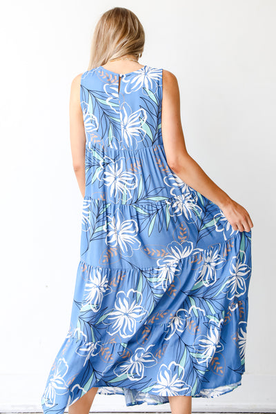 Maxi Dress in blue back view