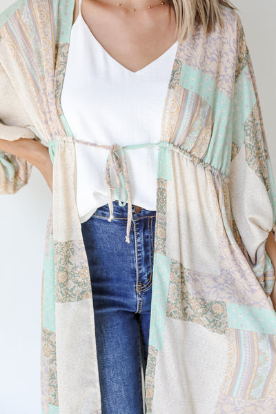 close up of a Floral Patchwork Kimono
