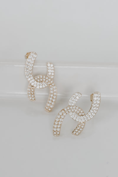 Rhinestone + Pearl Drop Earrings from dress up