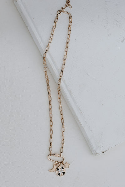 Star + Moon Gold Charm Necklace