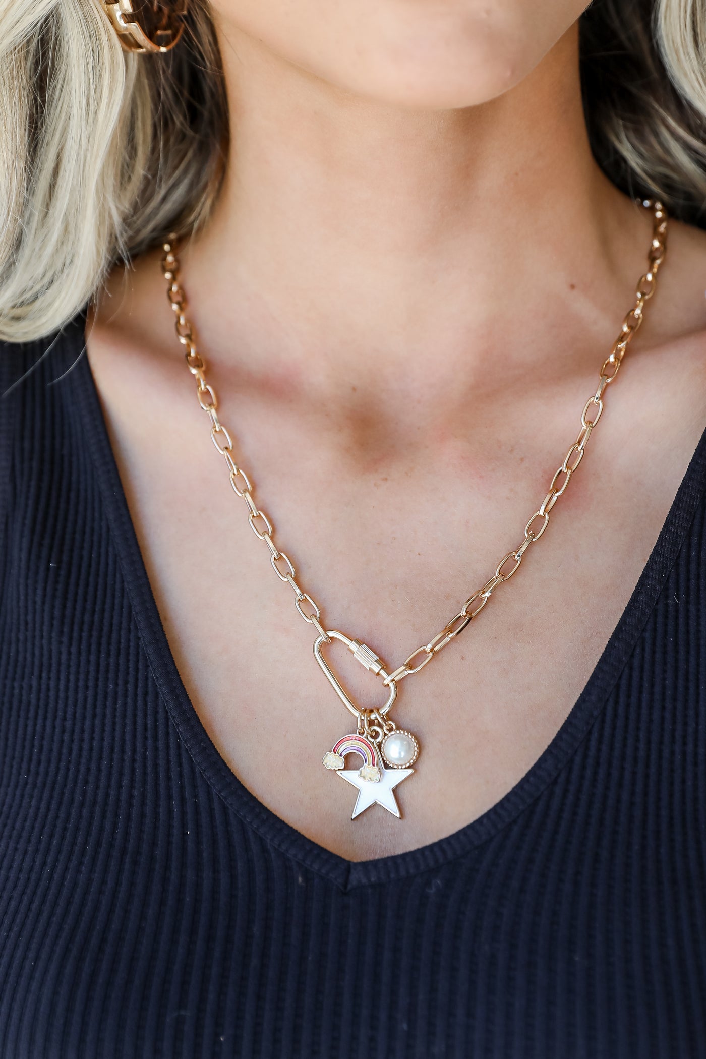 Star + Rainbow Gold Charm Necklace