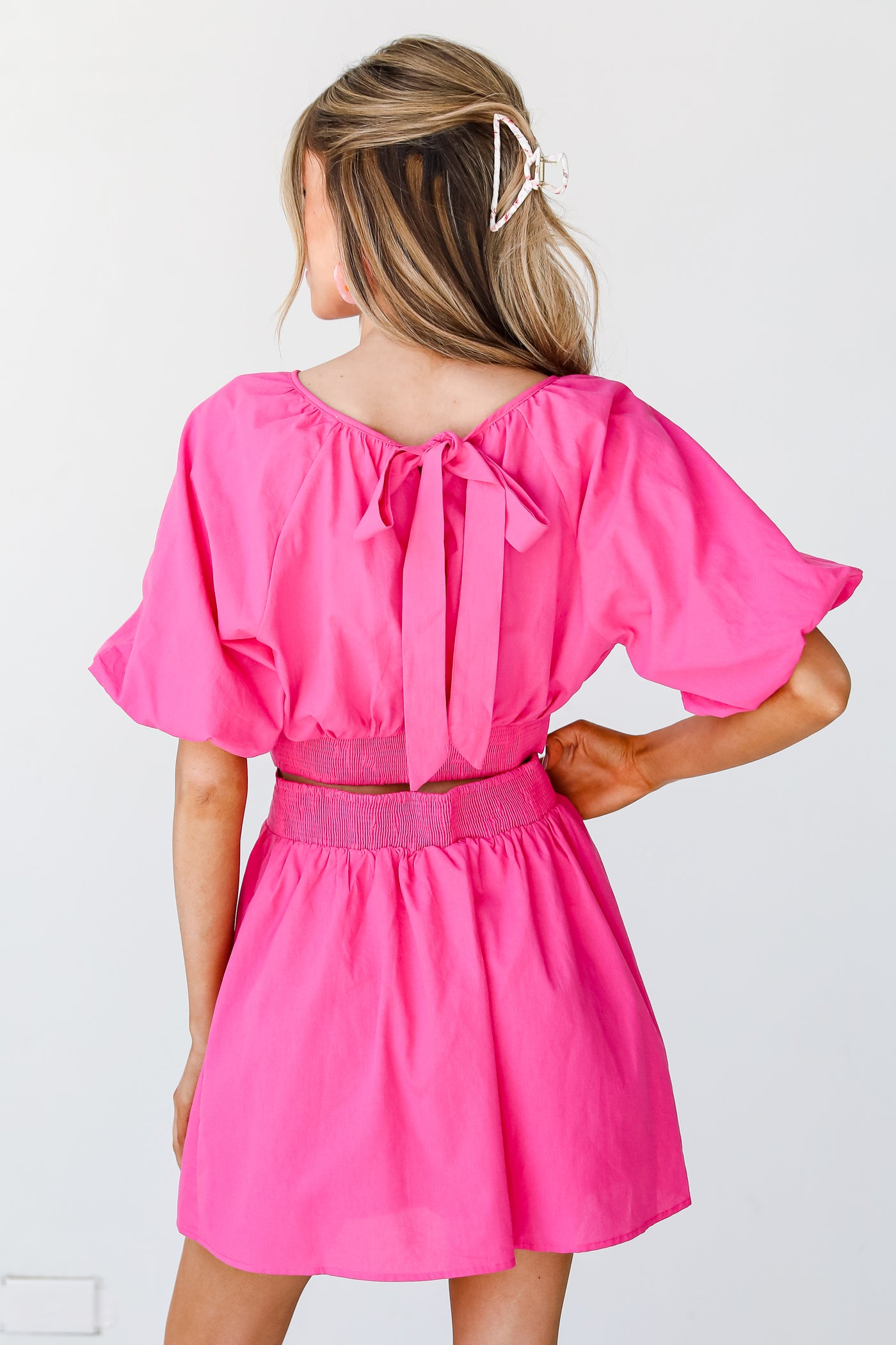 hot pink Cutout Mini Dress back view
