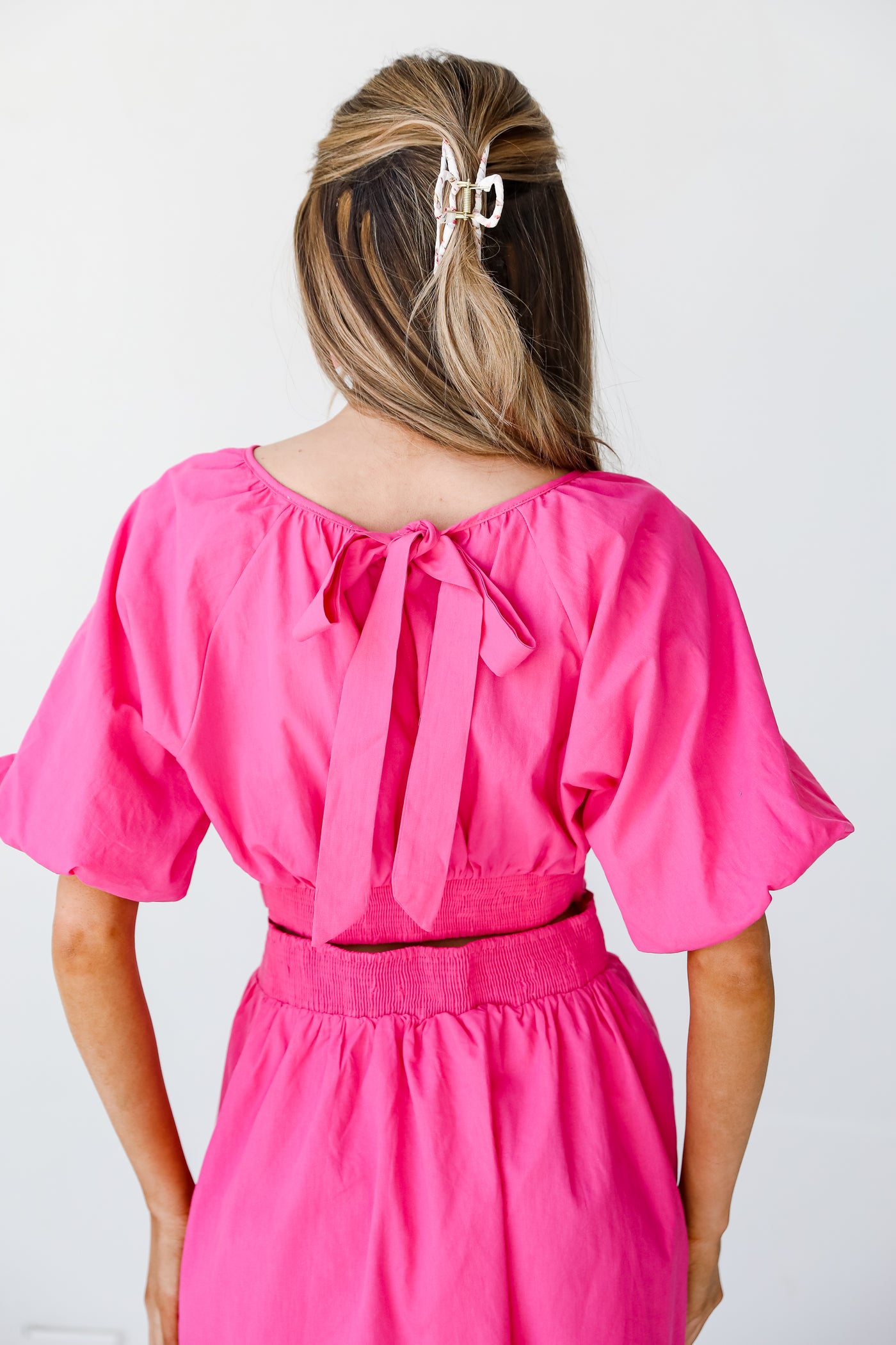 hot pink Cutout Mini Dress back view close up