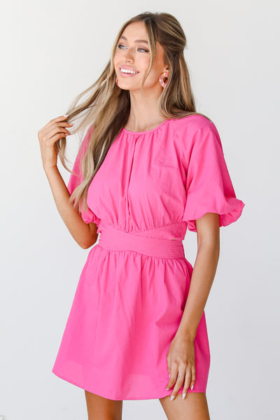 hot pink Cutout Mini Dress front view