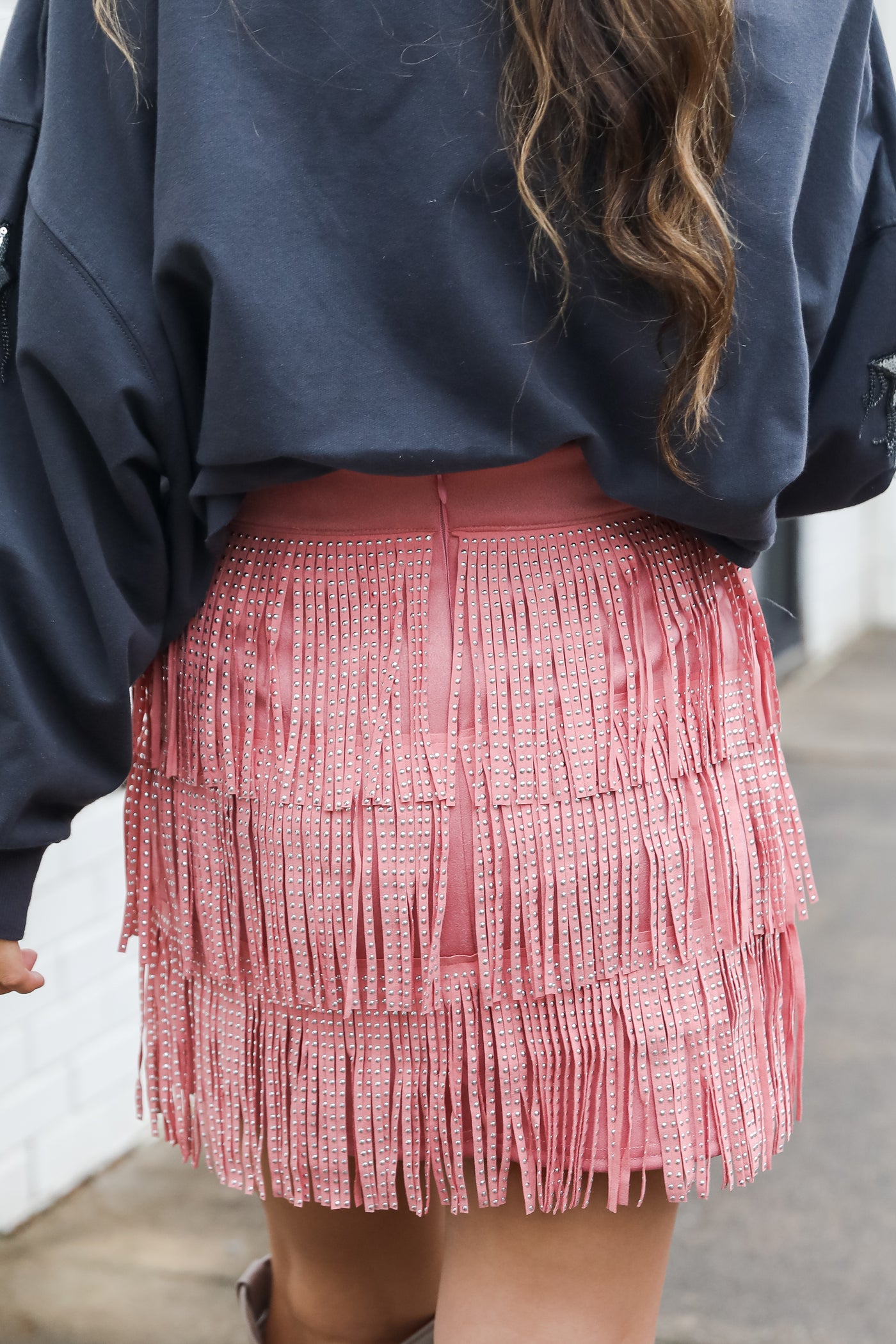 Fringe Mini Skirt back view