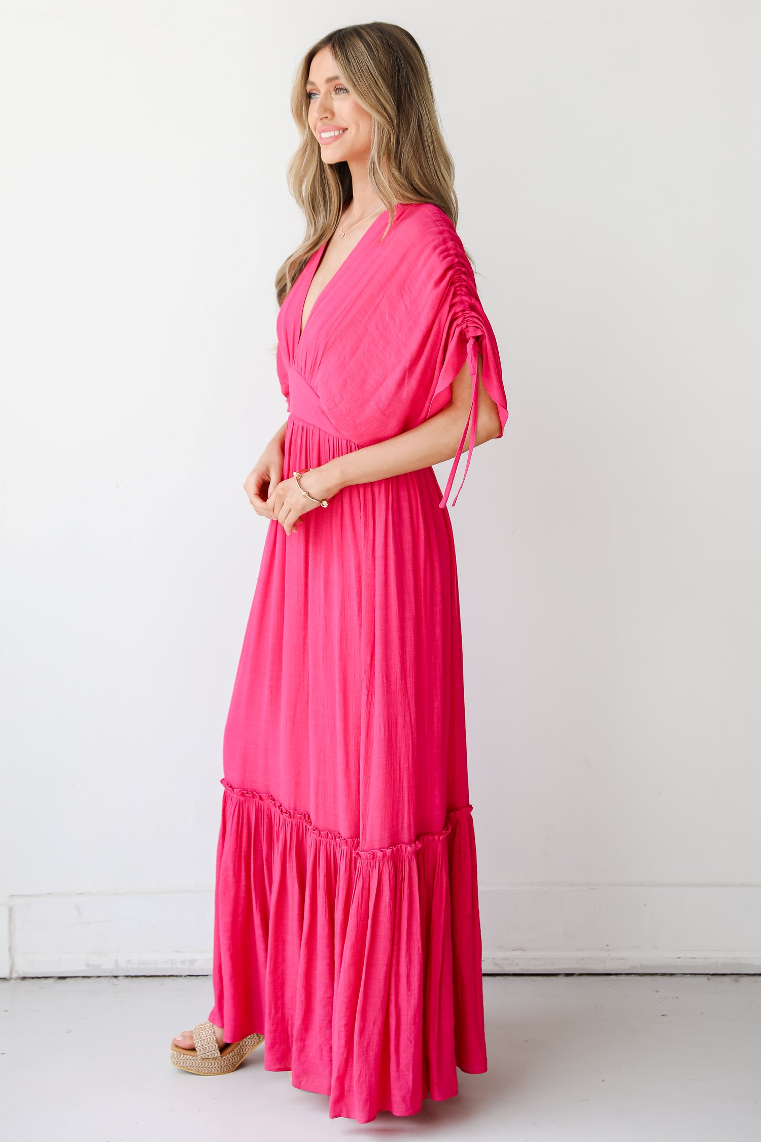 hot pink Maxi Dress side view