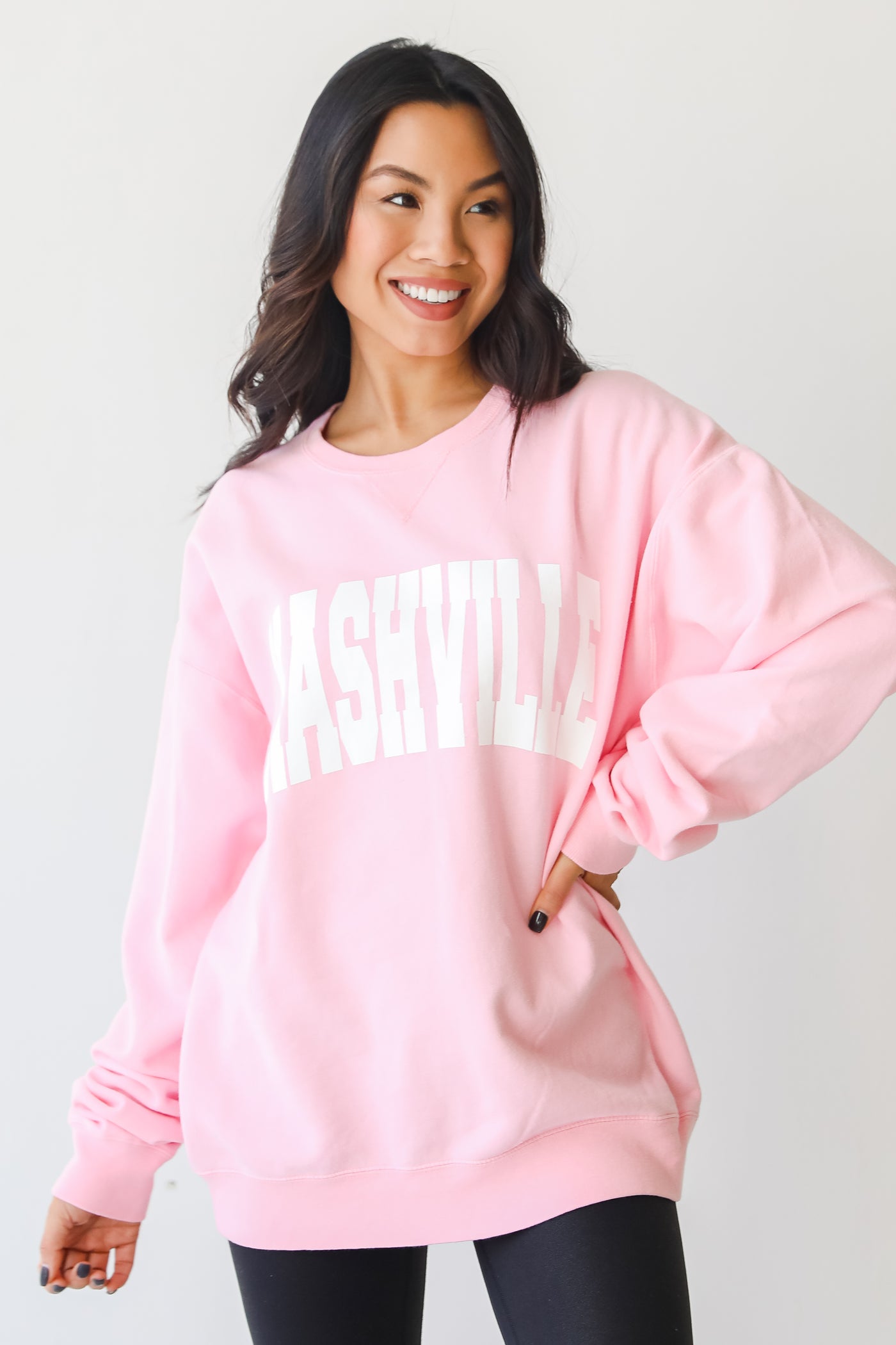 Pink Nashville Pullover. Graphic Sweatshirt. Nashville Sweatshirt