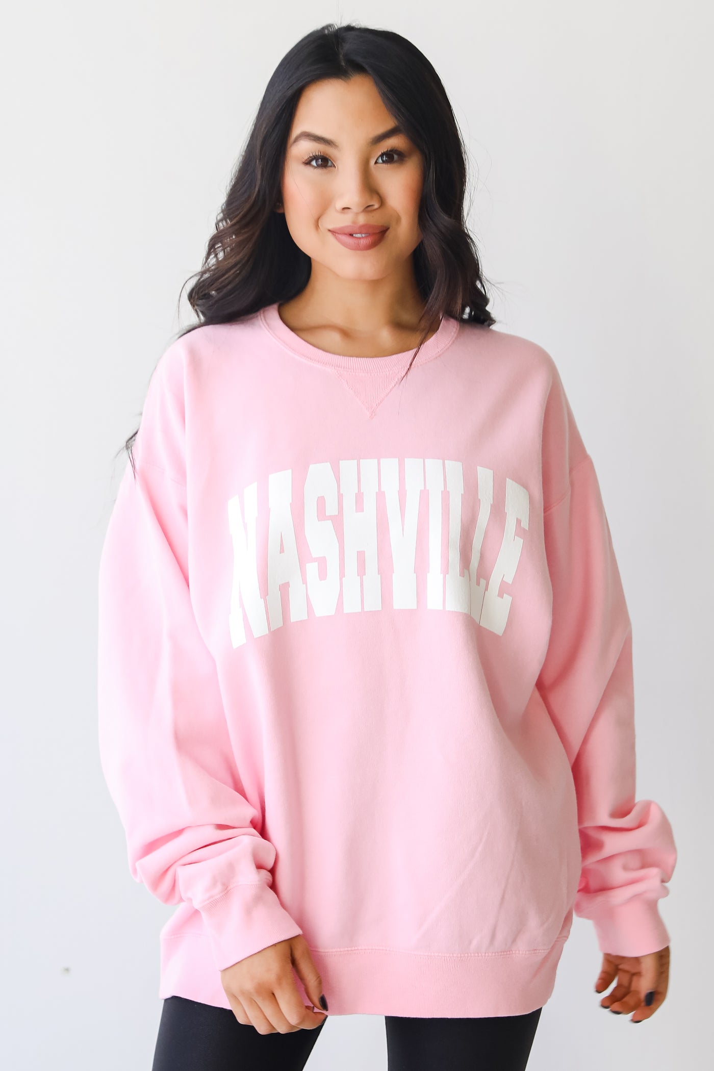 Pink Nashville Pullover on model