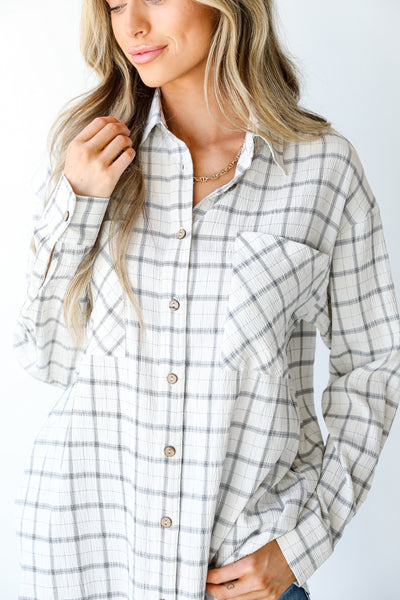 Plaid Button-Up Blouse from dress up