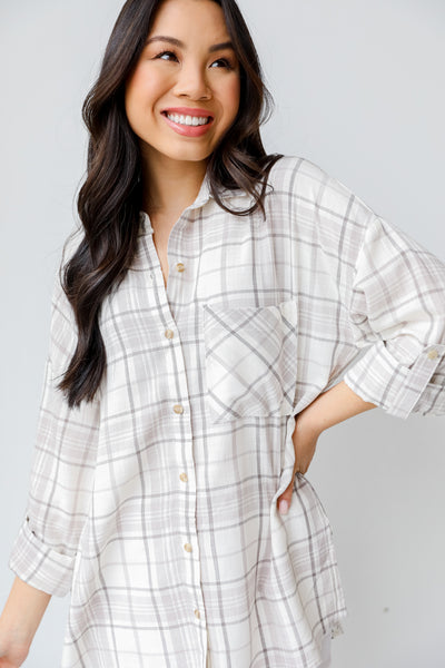 Plaid Button-Up Blouse from dress up