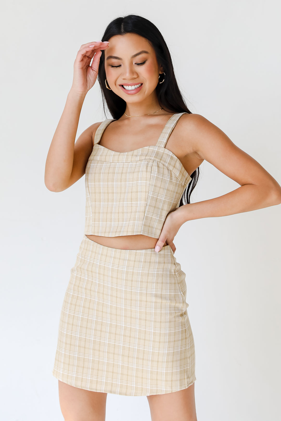 Plaid Crop Top on model