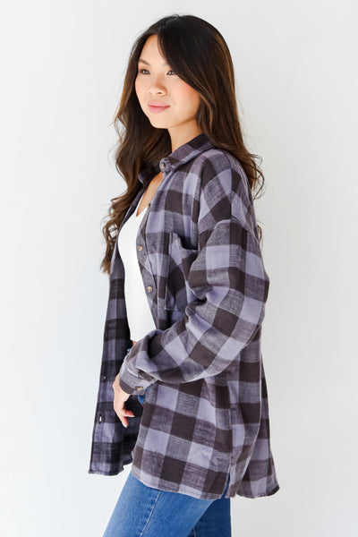 charcoal plaid flannel side view