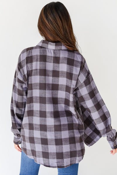 charcoal plaid flannel back view