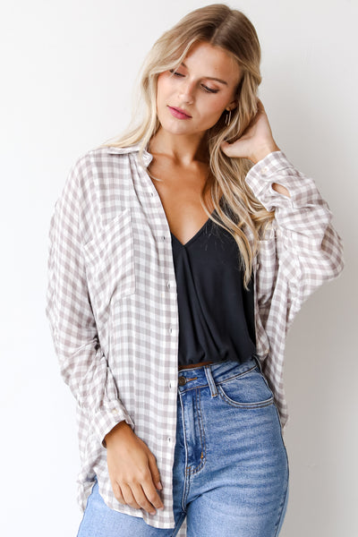 Plaid Checkered Flannel on model