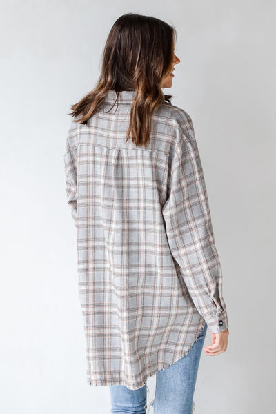 Flannel in grey back view