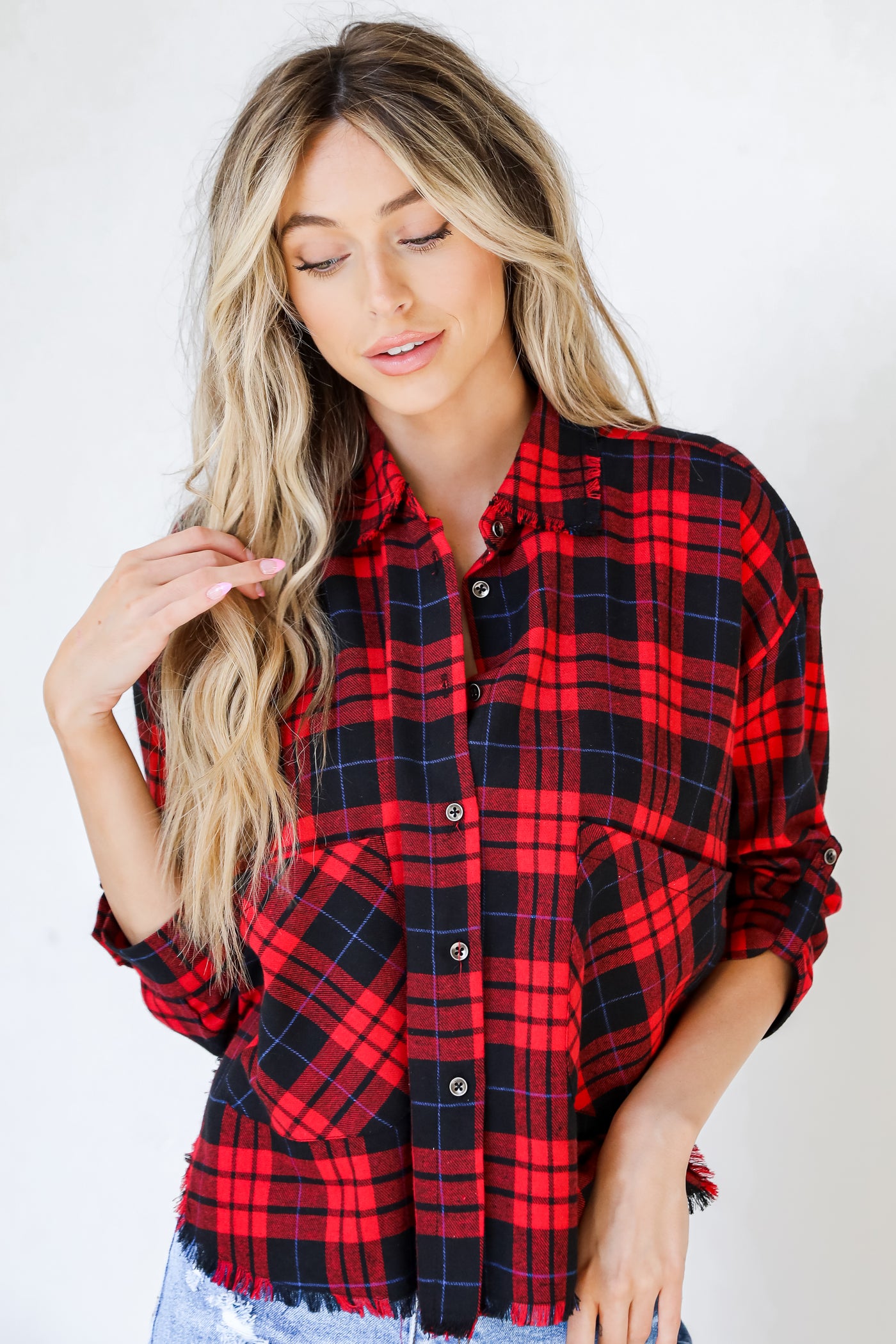 Flannel in red front view