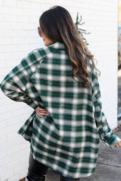 green Plaid Flannel back view