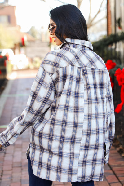 ivory Plaid Flannel back view