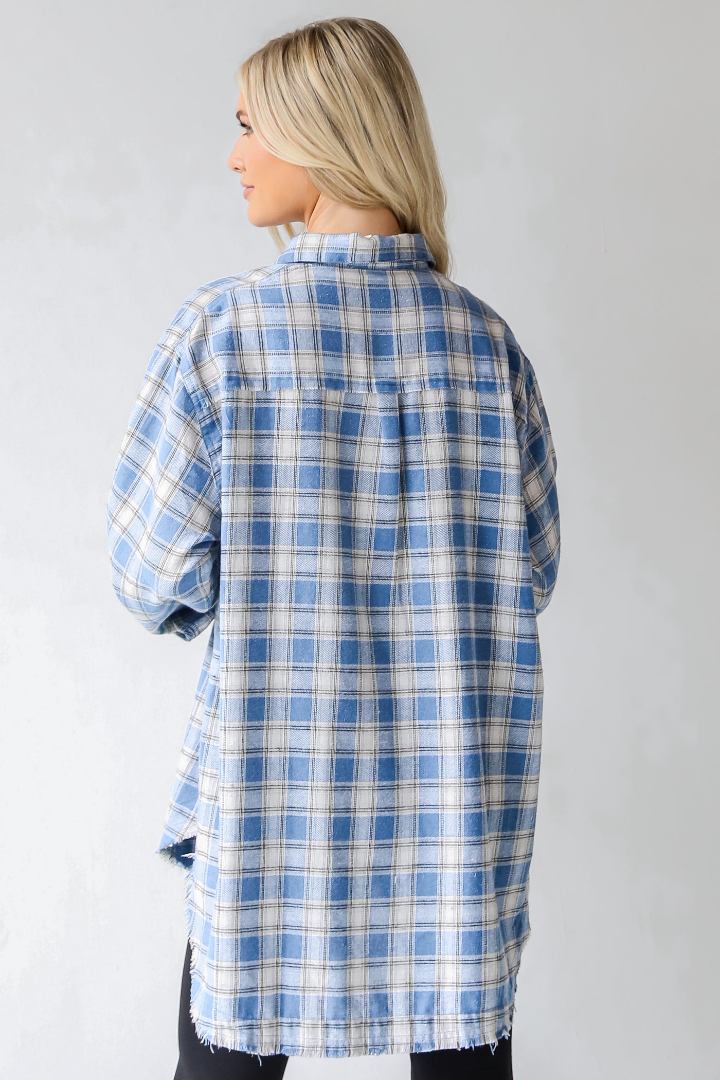 Flannel in blue back view