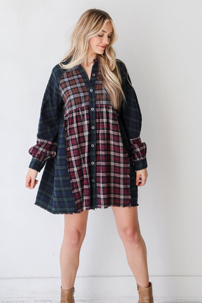 Plaid Mini Dress on dress up model