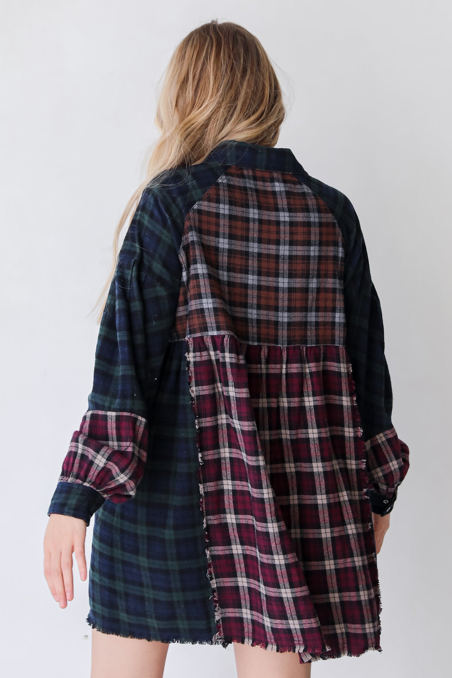 Plaid Mini Dress back view
