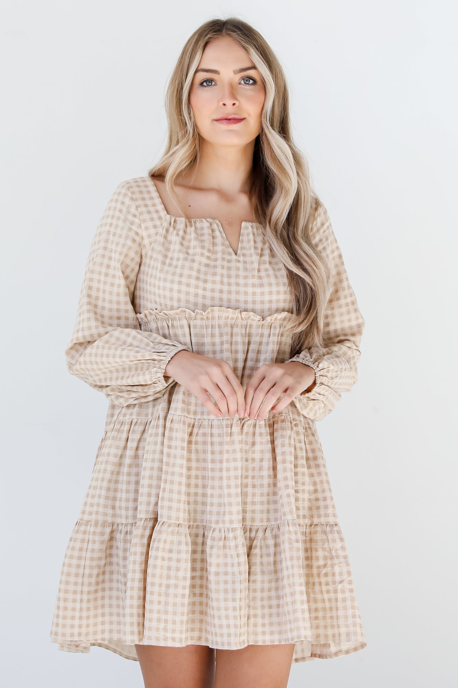 Gingham Mini Dress on model