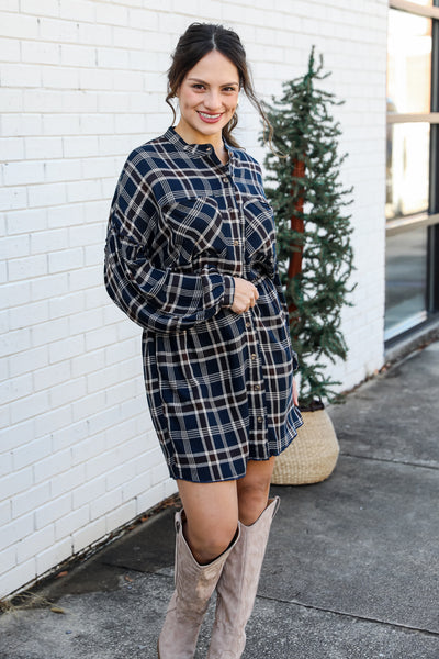 Plaid Flannel Mini Dress front view