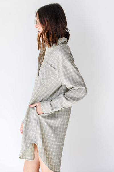 Plaid Tunic in sage side view