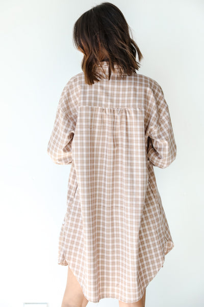 Plaid Tunic in taupe back view