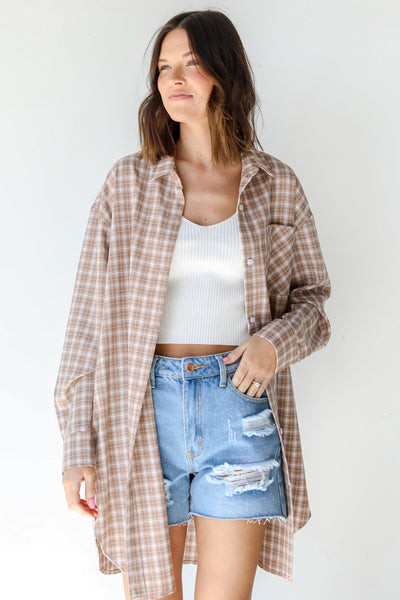 Plaid Tunic in taupe