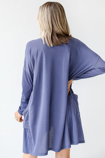 Cardigan in navy back view
