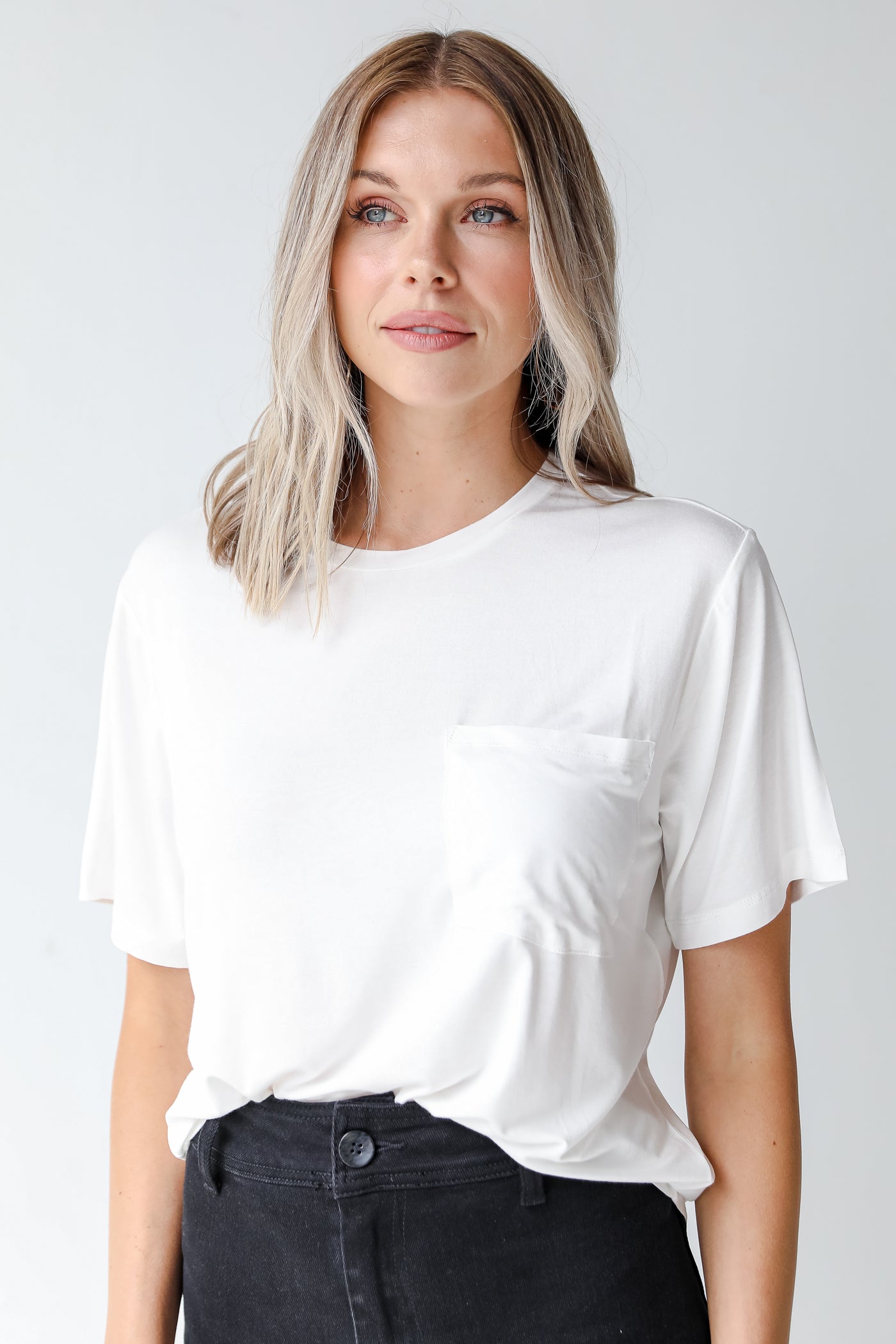 white tee front view