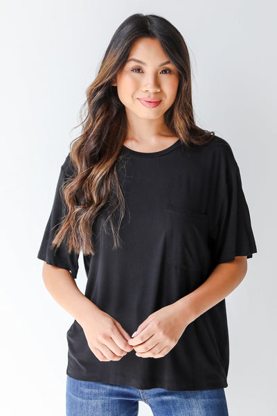 black tee front view