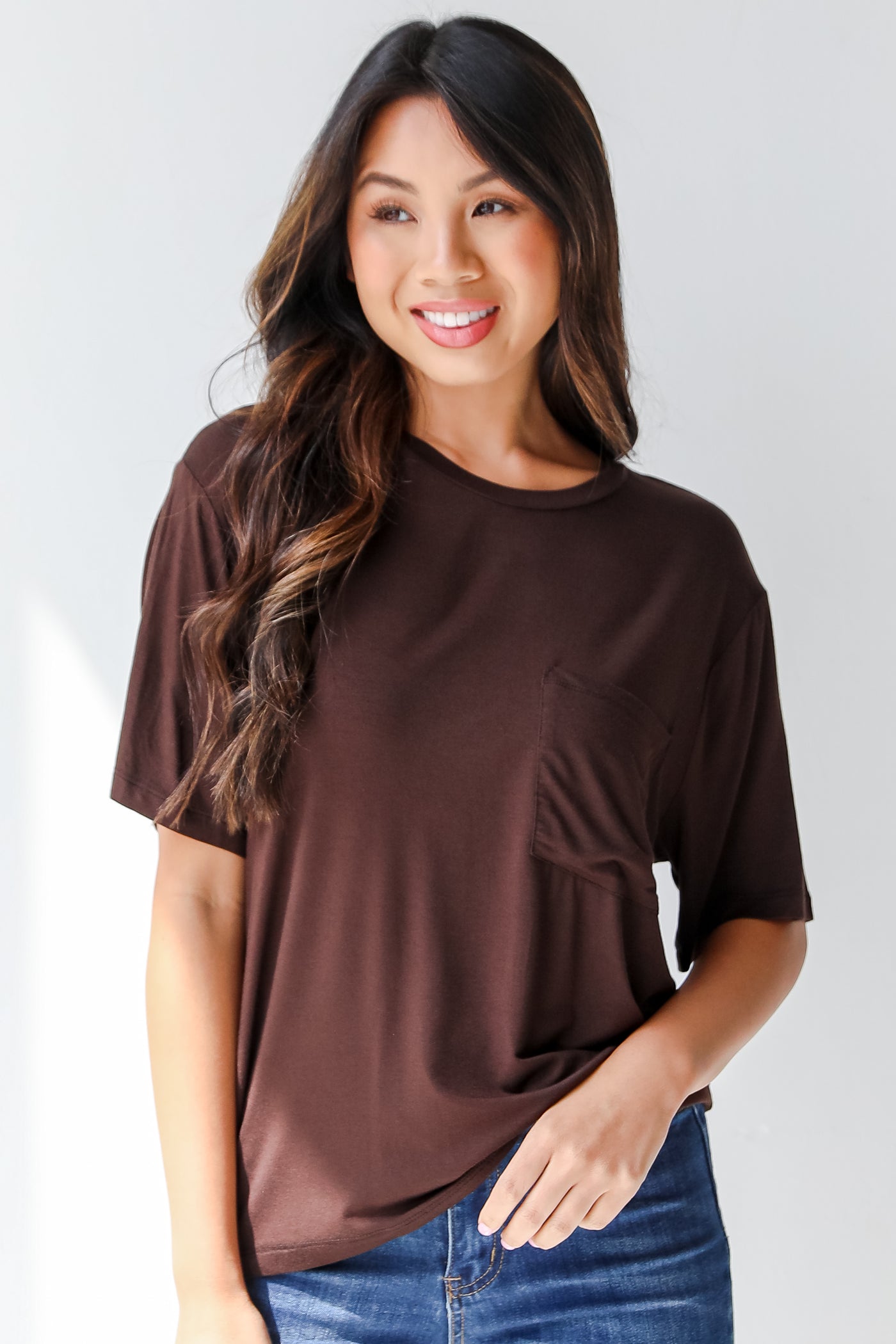 brown tee front view