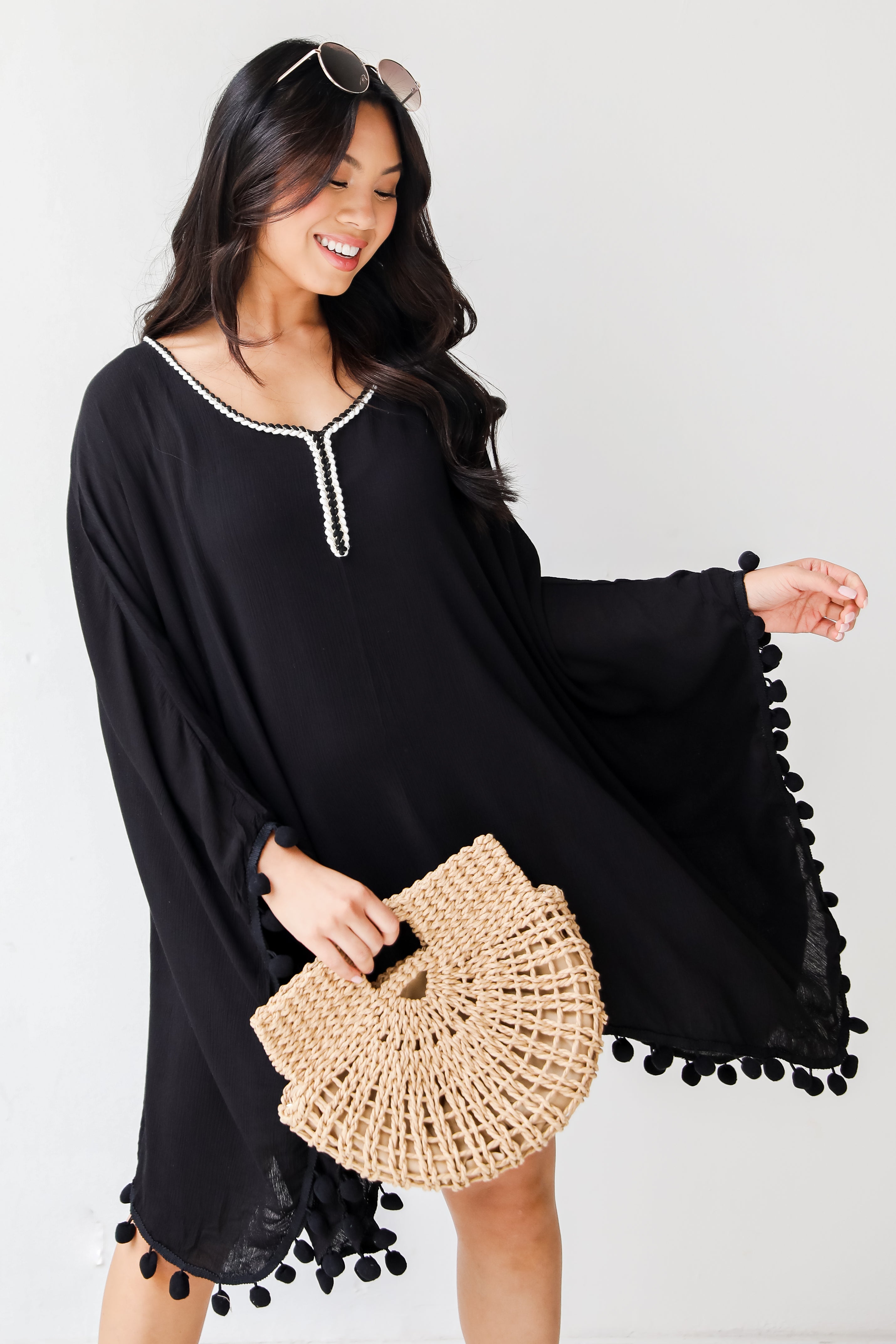 black Pom Pom Coverup