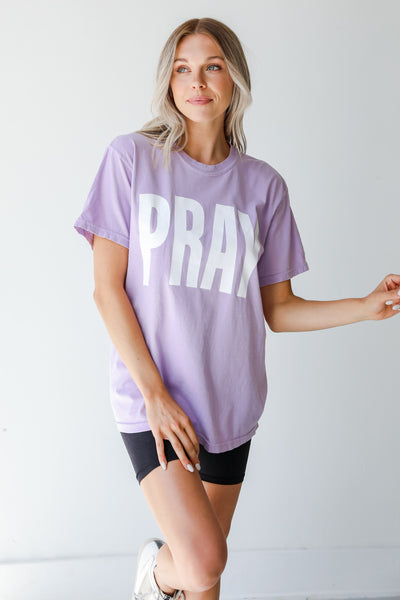 Lavender Pray Tee front view