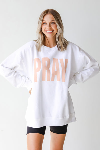 Oversized Pray Pullover. Graphic Sweatshirt. Christian Graphic Sweatshirt