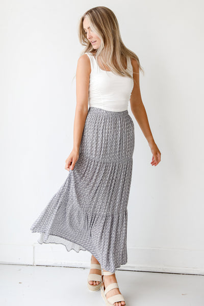 Tiered Maxi Skirt on model