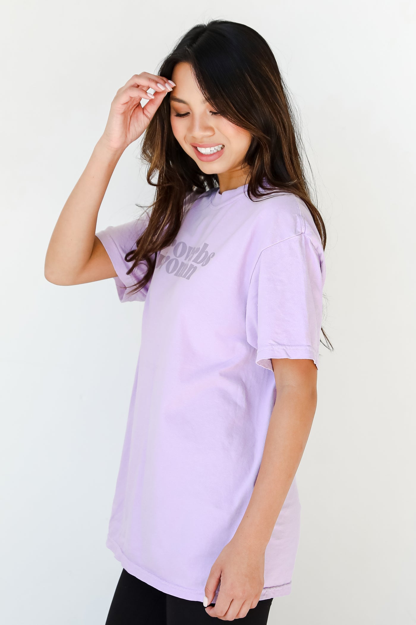 Lavender Proverbs Woman Tee side view