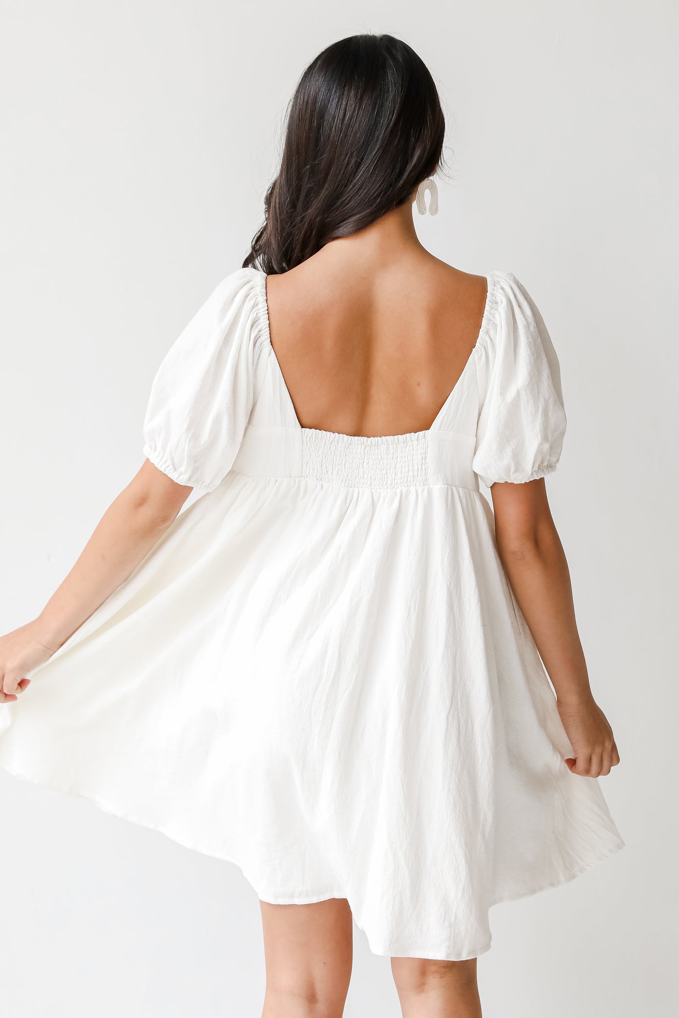 Babydoll Mini Dress in white back view