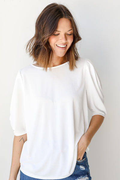 Puff Sleeve Top in white