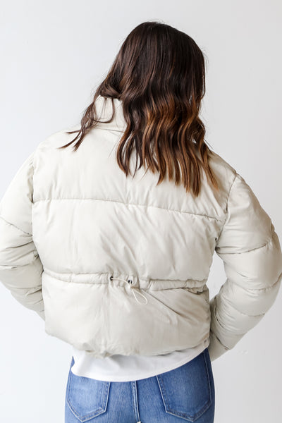Puffer Jacket in ivory back view