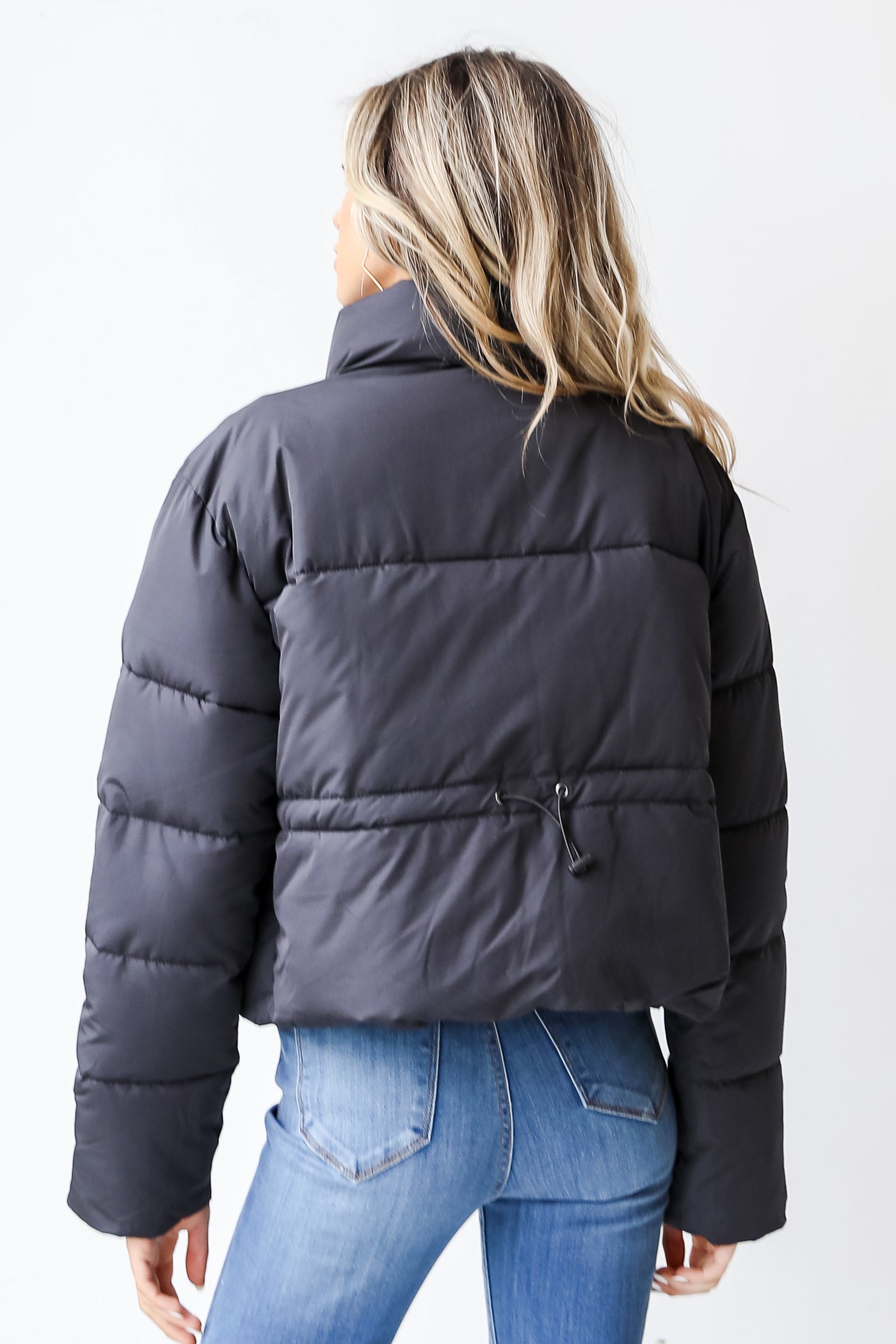 Puffer Jacket in black back view