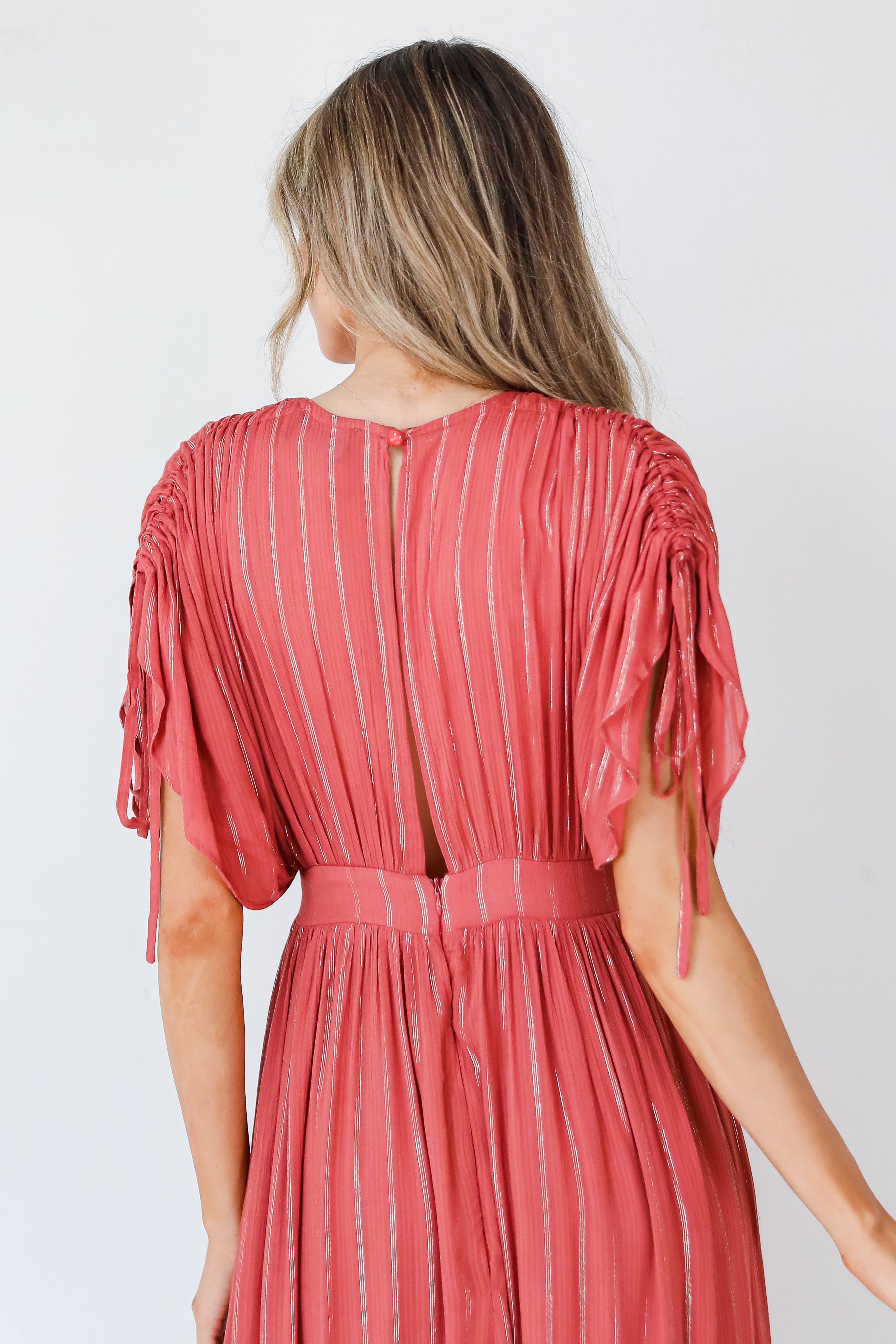 red Maxi Dress back view close up