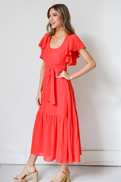 red Maxi Dress side view