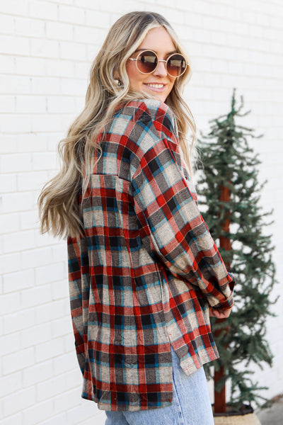 red Plaid Flannel side view