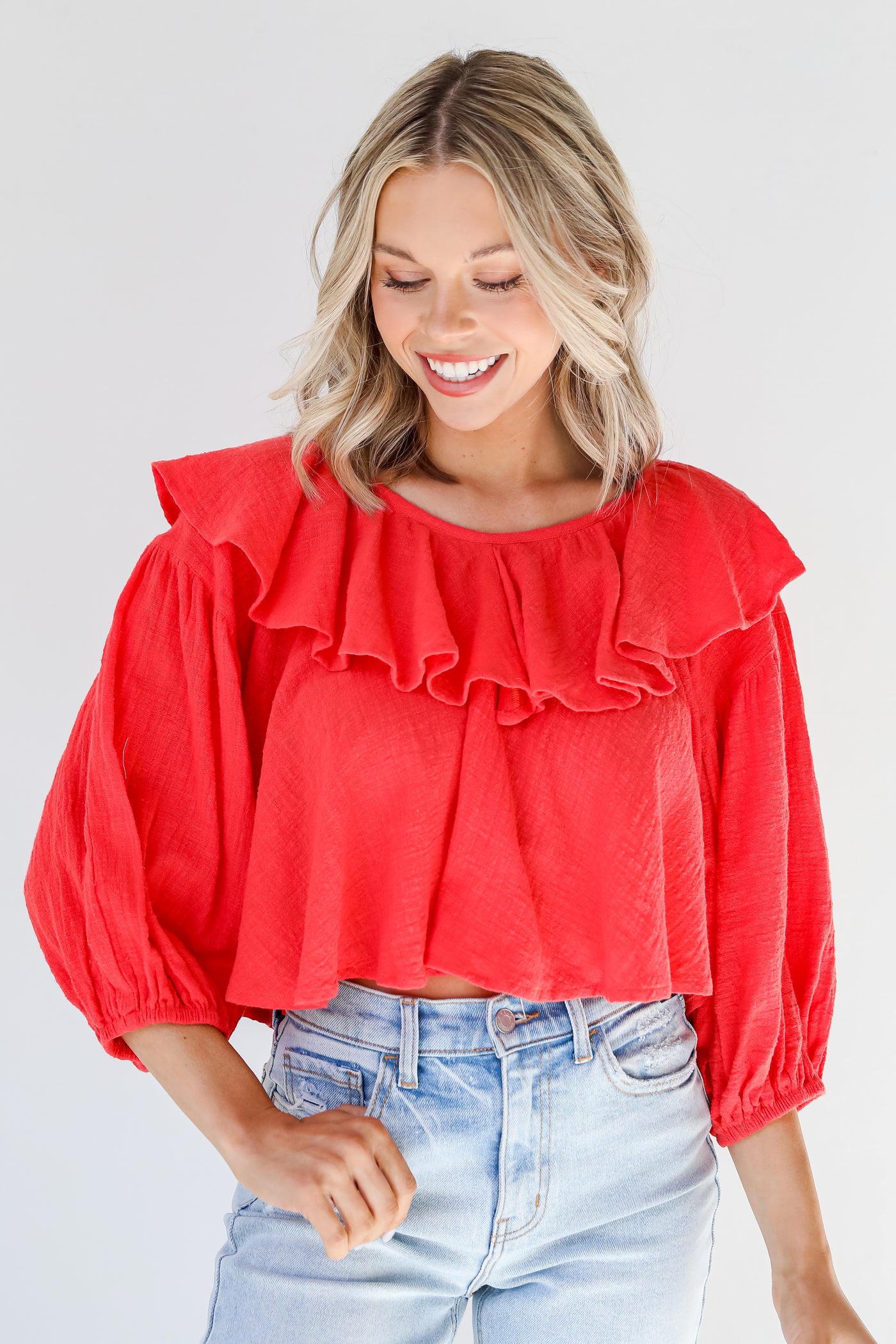 red Ruffle Blouse