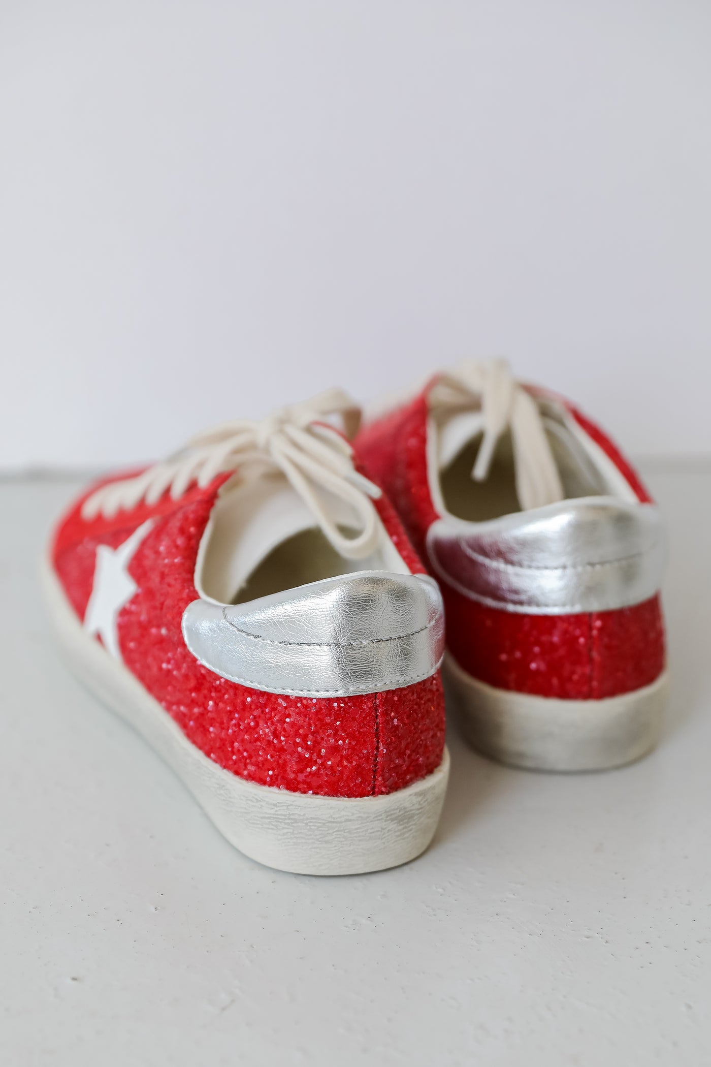 Red Glitter Star Sneakers back view