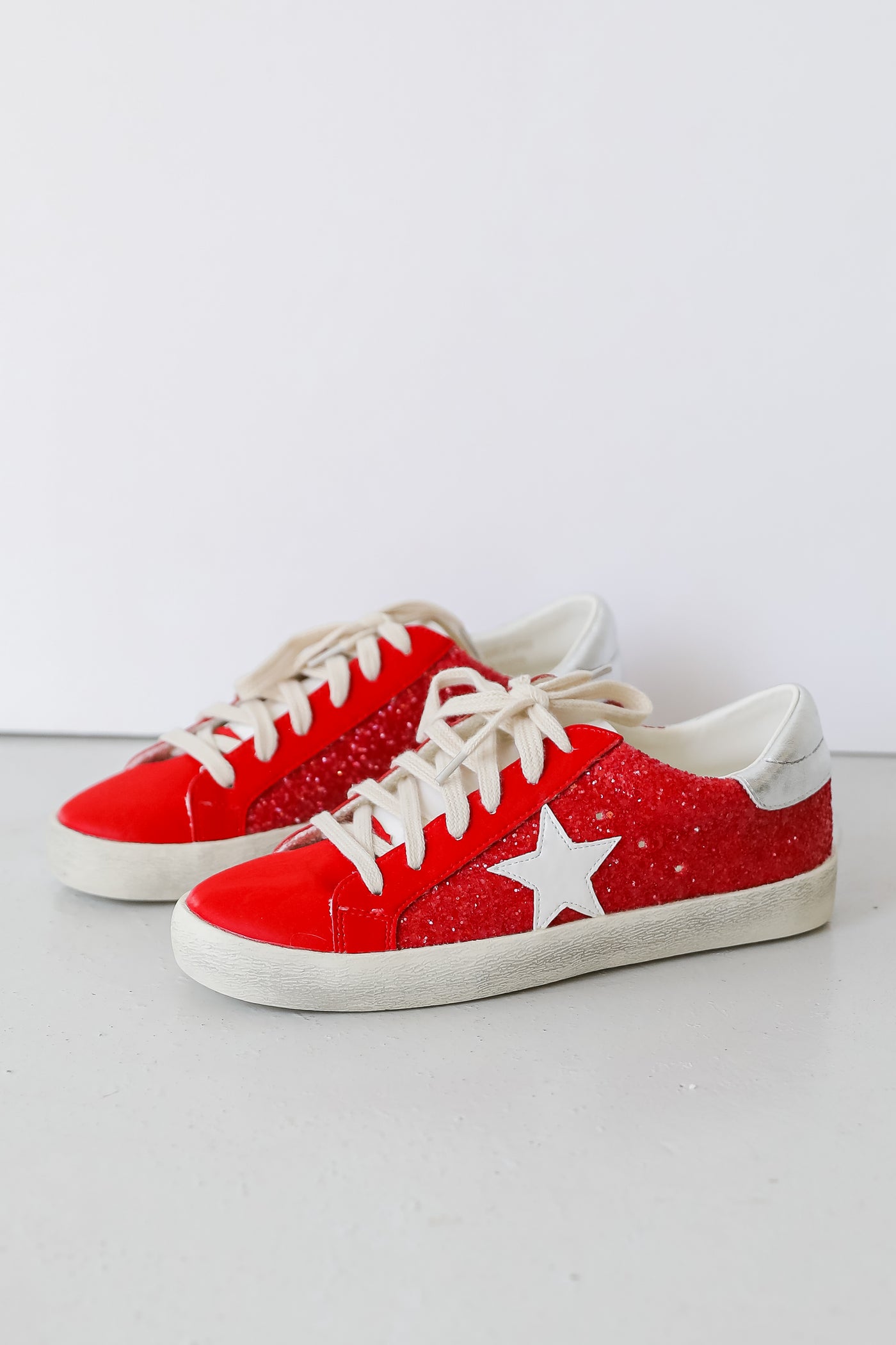 Red Glitter Star Sneakers side view