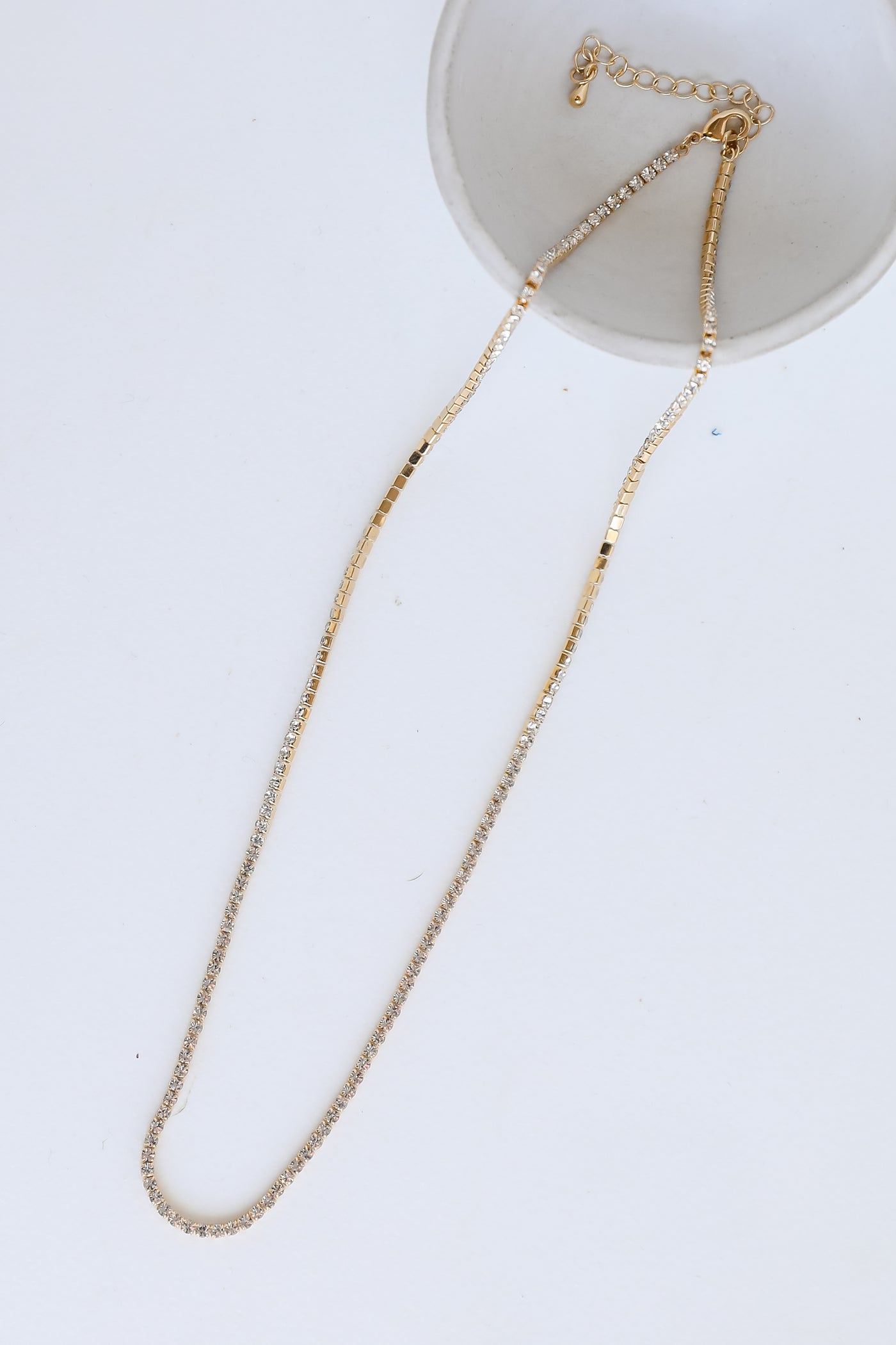 Gold Rhinestone Necklace close up